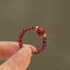 【石榴石朱砂戒指】敦煌小众天然朱砂戒指 石榴石本命年时尚个性小指环戒指 商品缩略图5