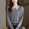 娃娃领上衣气质轻奢高级感小衫，镂空打底衫宽松毛衣CC-XFY-3016 商品缩略图1