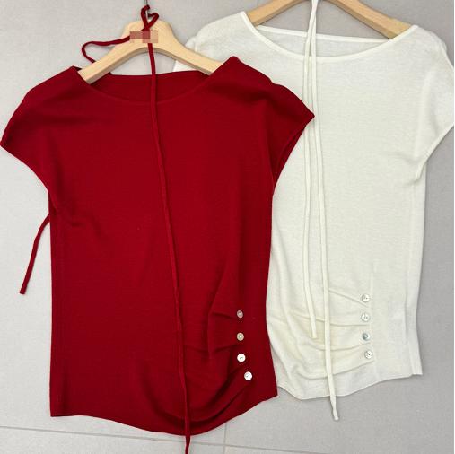 【门店同款】ENJOY秋季斜扣褶皱飞袖针织 164194745 商品图1