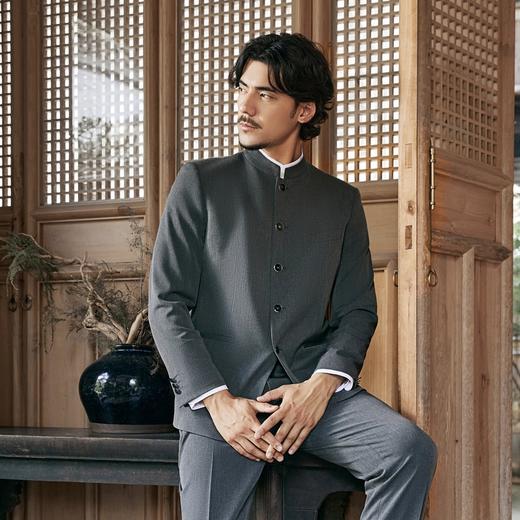 【婚礼季/中华立领/犀牛褶】柒牌男装假两件立领绅士商务混纺西服套装129C70330 商品图2