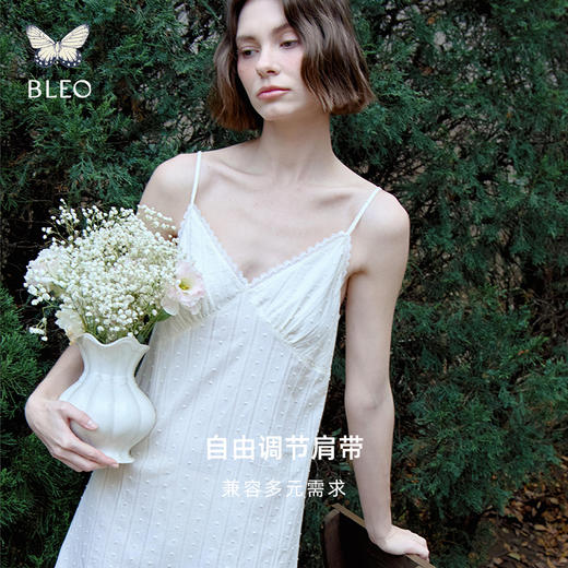 BLEO 全棉圆点提花蕾丝花边三角杯吊带裙 商品图2
