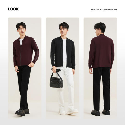 【可机洗/抗静电】柒牌男装弹力保暖2025秋季棒球领开衫针织衫129Y70080 商品图2