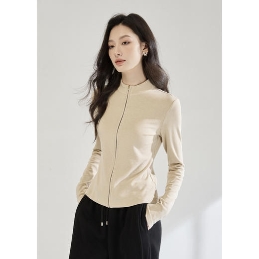 「高货sh」全新升级【铂金会员220/天猫299/差价79】(04854)洛诗琳新款修身显瘦小立领外套2025秋季慵懒针织开衫外套 商品图4