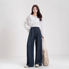 春秋新品深蓝色通勤西装裤阔腿裤 高腰宽松显瘦休闲山本裤 商品缩略图2
