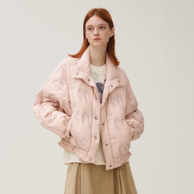 谜底羽绒服女2025秋季新品H型灰粉色调M字压印轻盈时髦253MY1046