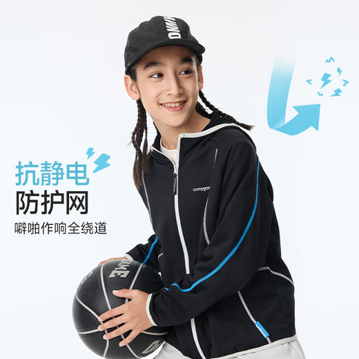 onmygame【空气感轻暖格纹】儿童外套防风抗静电连帽上衣25秋季新款 商品图3