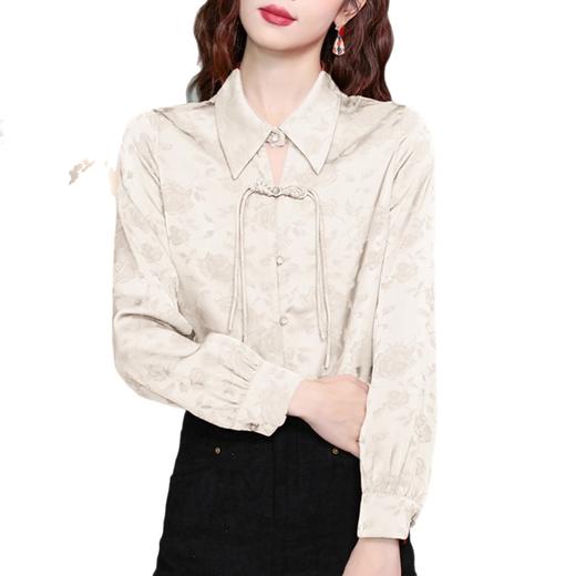 新中式国风红色雪纺衬衫女士春秋季新款时尚百搭气质小衫长袖衬衣 商品图4