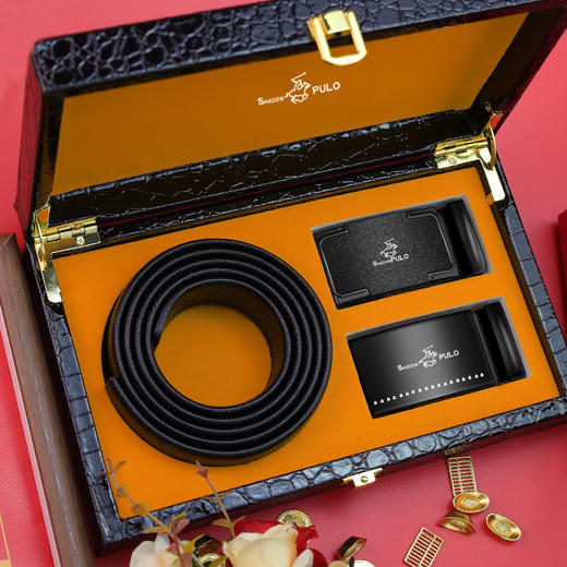 限定礼盒装【意大利保罗皮带】男士鳄鱼纹自动扣耐用腰带中青年商务休闲皮带。ra 商品图2