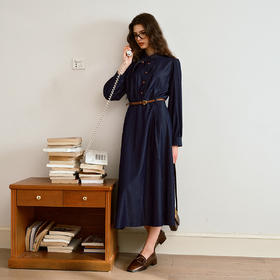 OLrain欧芮儿2025新款女秋季法式复古优雅收腰连衣裙长袖茶歇裙