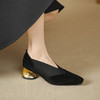 OLDB563-1深口单鞋女2025年新款高跟鞋小皮鞋方头高跟鞋春秋季粗跟真皮女鞋 商品缩略图1