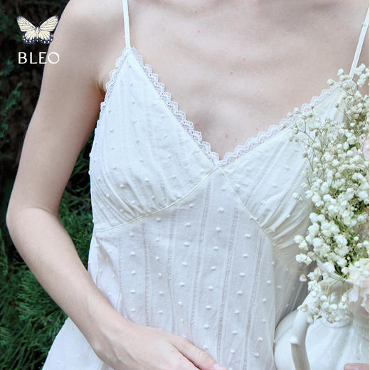 BLEO 全棉圆点提花蕾丝花边三角杯吊带裙 商品图4