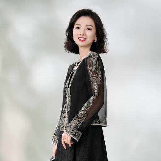 西子/桑蚕丝【打籽苗绣】欧根纱万针刺绣黑金防晒开衫外套/WTBH170 商品图3