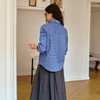 OLrain欧芮儿2025新款女秋季蓝色格子通勤设计感衬衫小众宽松上衣 商品缩略图2