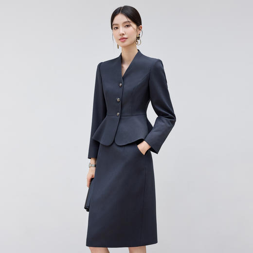IWY/藏青色西装套裙女秋气质显瘦酒店前台接待工服珠宝店职业装25CS809 商品图2