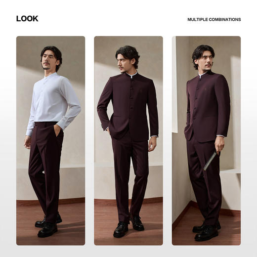 【婚礼季/中华立领】柒牌男装2025秋冬立领绅士商务混纺犀牛褶西服套装129C70340 商品图3