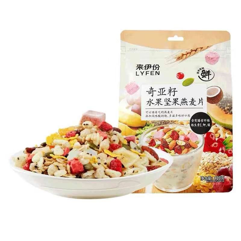来伊份/奇亚籽酸奶水果燕麦片/420g*1袋