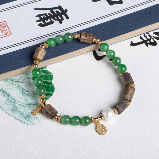 xy0560沉香+碧玉珍珠手串 商品图3