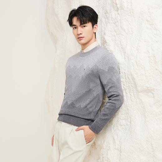 【渐变芝麻点提花】柒牌男装2025秋季新品圆领可机洗套头薄毛衫129Y70500 商品图1