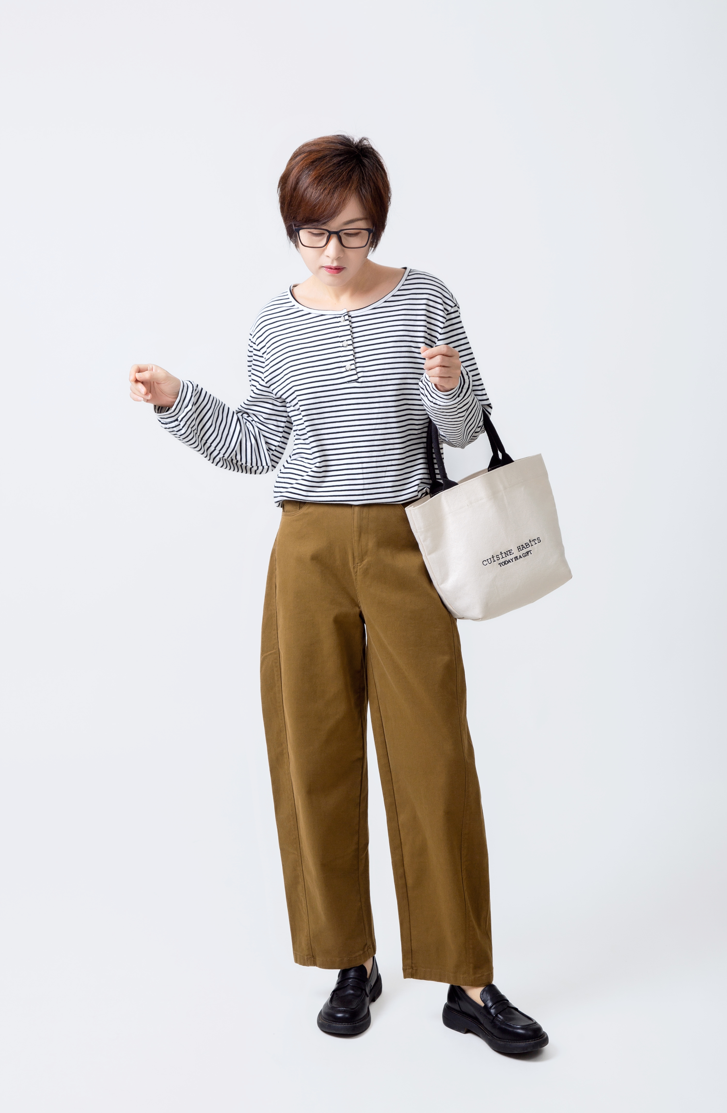 高腰宽松休闲裤