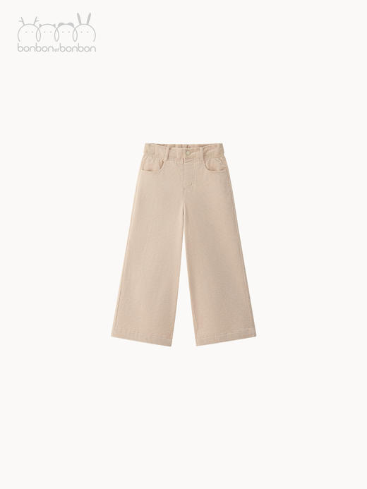 米白灯芯绒阔腿长裤 商品图0