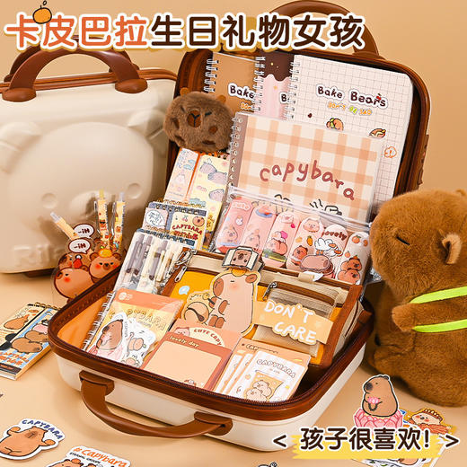 哇~满满一箱【开学大礼包！一站式备齐】文具齐全，卡皮巴拉开学季大礼包小学生伴手礼礼盒学习奖品礼品礼物文具套装。ra 商品图2