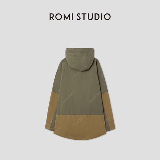 ROMI STUDIO“英式复古”长绒棉撞色拼接做旧连帽外套 RWCAWY5105  商品图1