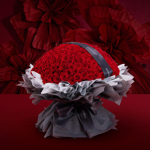 ROSEONLY诺誓 永生玫瑰 爱在满怀-永生手捧 199枝 送女友送老婆 商品图0