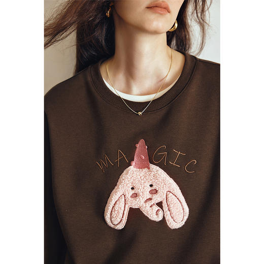 OLrain欧芮儿2025新款女秋季可爱小象贴布绣休闲百搭卫衣宽松上衣 商品图1