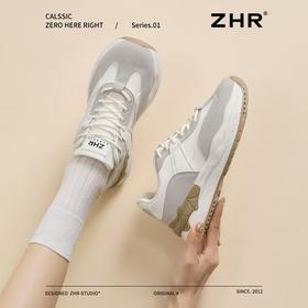 【百搭阿甘鞋】阿甘鞋】ZHR 则则圆头拼接系带厚底女鞋4997780