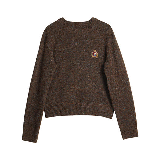 OLrain欧芮儿2025新款女秋季美拉德圆领花纱毛织套头衫长袖上衣 商品图3