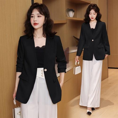 小西装外套时尚V领显瘦简单大秋新款韩版休闲西服上衣HBLJRA760 商品图1