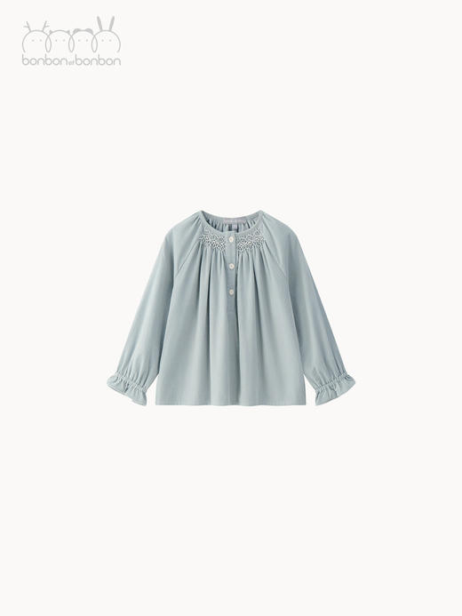 雾蓝缩褶上衣 商品图1