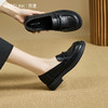 西遇平底乐福鞋女新款秋季法式简约一脚蹬低跟单鞋黑色小皮鞋V1857104 商品缩略图0