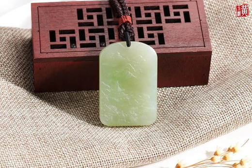 和田玉翠青【山水风光】吊坠 商品图0