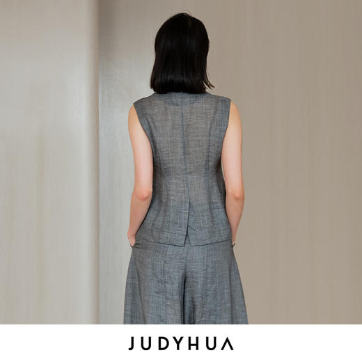 JUDYHUA J For Judy莫兰迪灰夏季极简苎麻马甲 商品图1