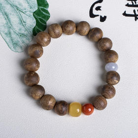 xy0557沉香+蜜蜡南红翡翠手串