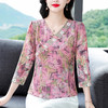 KQLB41N6589新款2025夏季复古国风短袖翻领印花宽松显瘦修身大码上衣女 商品缩略图1