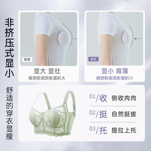 花藤月影 文胸(VIP)【大胸显小 7A抑菌】轻薄聚拢收副乳调整型薄款蕾丝文胸 商品图1