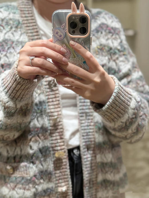 香奈儿新款灰绿条纹缕空开衫外套（TM） 商品图3