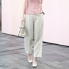 西子/【蜜桃亚麻】亚麻天丝后腰松紧宽松百搭休闲时尚镰刀粉色九分裤/KZTJ230 商品缩略图9