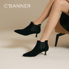 千百度复古尖头中跟时装靴女气质细高跟通勤踝靴A25586871 商品缩略图0