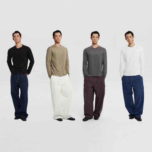 丝光桑蚕丝v领合身长袖 商品图4