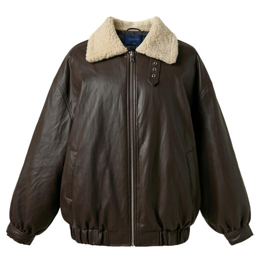 三彩2025冬季新款90白鸭绒羽绒服PU皮短款压胶直充外套M 商品图4