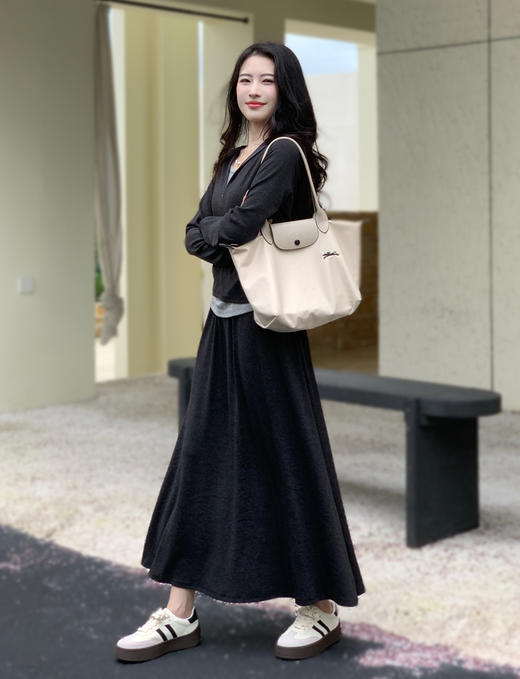 【百图lulu定制】【糯米套裙】假两件长袖连帽上衣  直筒半裙 垂感软糯 套装 商品图1