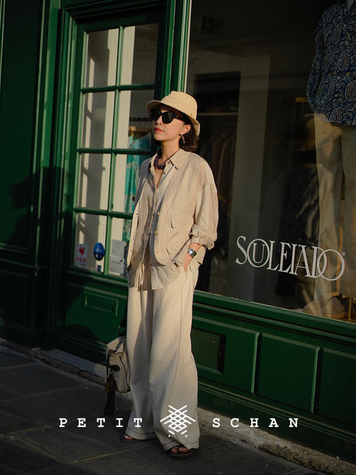 PETIT SCHAN小闪 CLO#885 Drift through 浮游 棉麻松紧腰直筒卫裤 商品图1