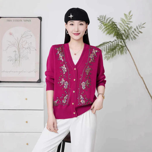FCY JY8810妈妈装春秋针织开衫毛衣 商品图1