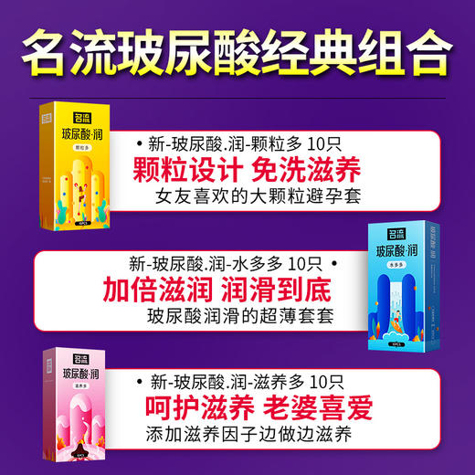 名流 玻尿酸套大颗粒安全bytt安全套避孕套【30只装】颗粒多10+水多多10+滋养多10 商品图2