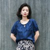西子/【佛头青】桑蚕丝花罗新中式气质泡泡袖木珠镂空上衣/SYBH210 商品缩略图7