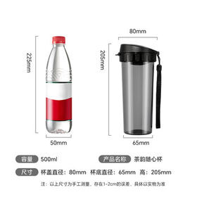 特百惠（Tupperware）茶韵500ml塑料杯男女士学生运动水杯子大容量泡茶杯 冰水蓝