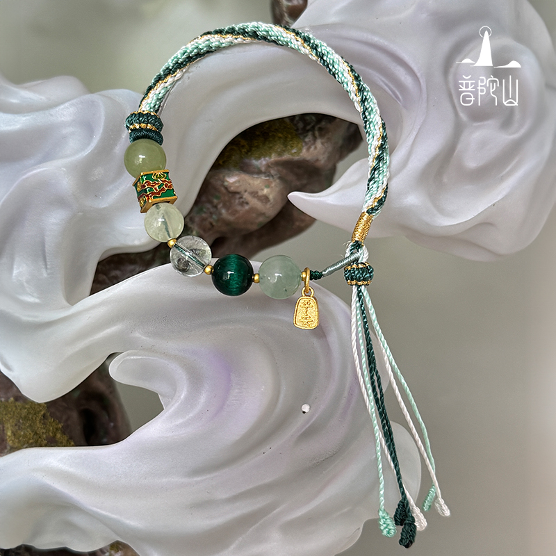 【普陀山】五行五珠款-木 | 木慈 · 如意结 师傅手工编织手绳